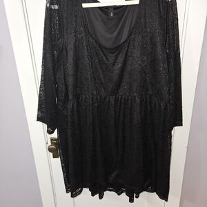 Torrid Elegant Lace Black Tunic Top